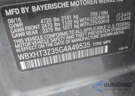 2016 BMW X1 xDrive28I из США, поврежденный, VIN WBXHT3Z35G4A49535